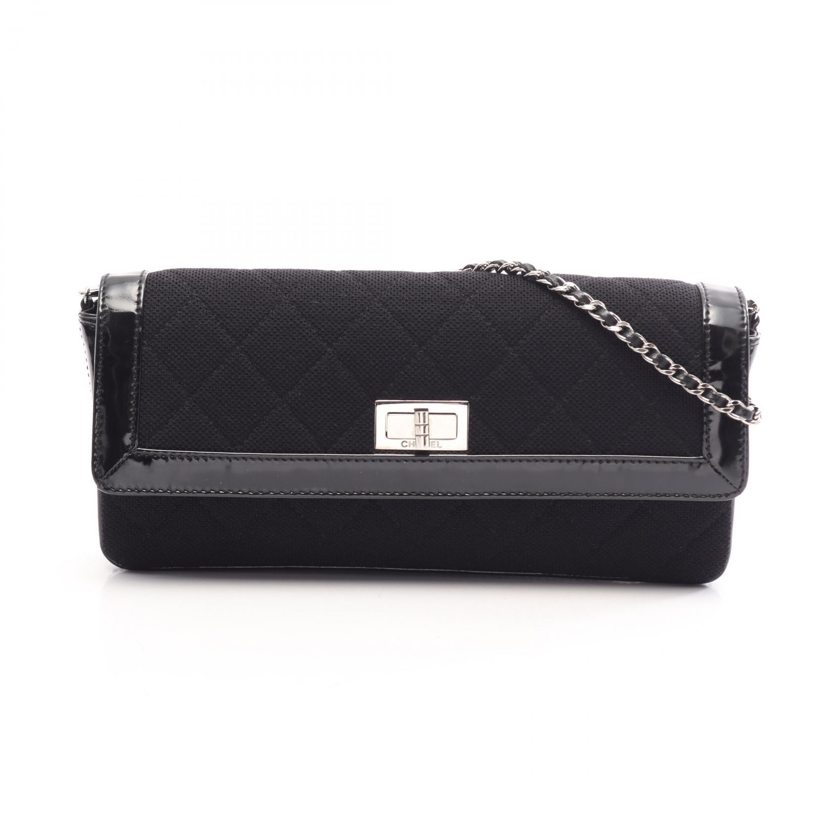 シャネル CHANEL 2.55 マトラッセ イーストウエスト ショルダーバッグ バッグ キャンバス レザー レディース ブラック系 【中古】