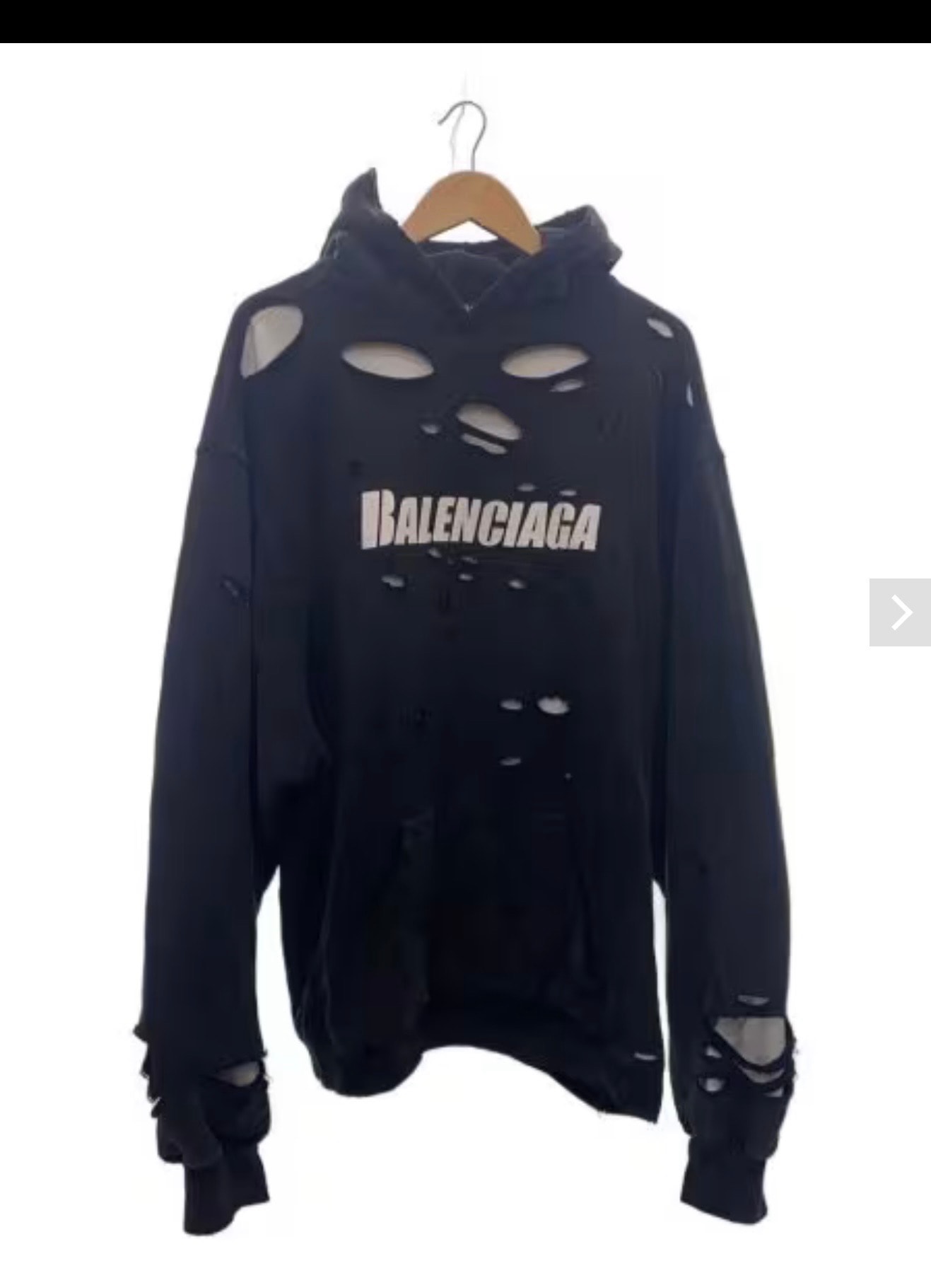 BALENCIAGA Caps Destroyed Hoodie "Black"