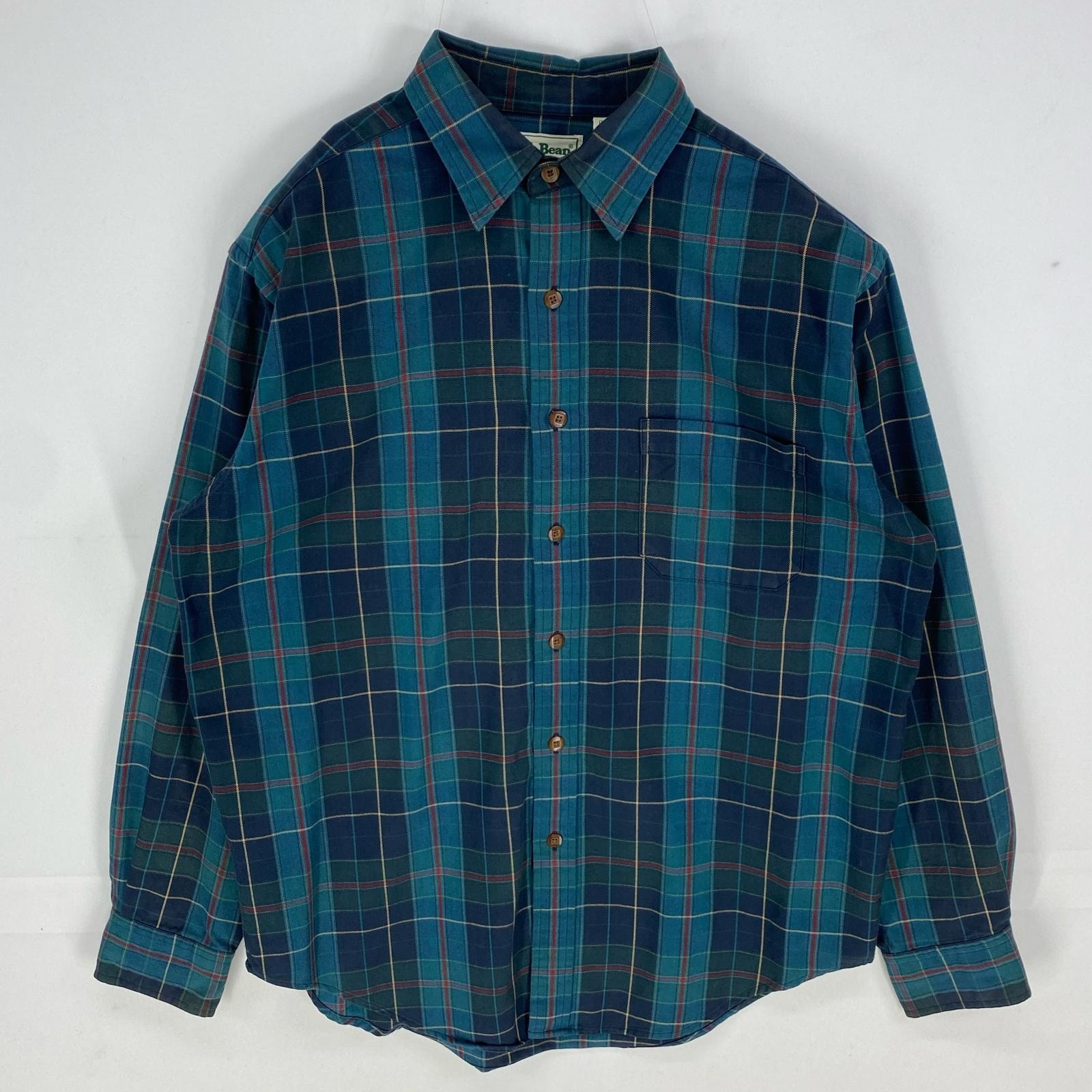 古着 90's/90年代 エルエルビーン L.L.Bean 長袖シャツ 胸ポケット アウトドア ロングスリーブ M  グリーン系 メンズ