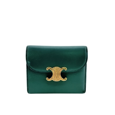 セリーヌ CELINE 三つ折り財布 トリオンフ コンパクトウォレット スモールフラップ グリーン