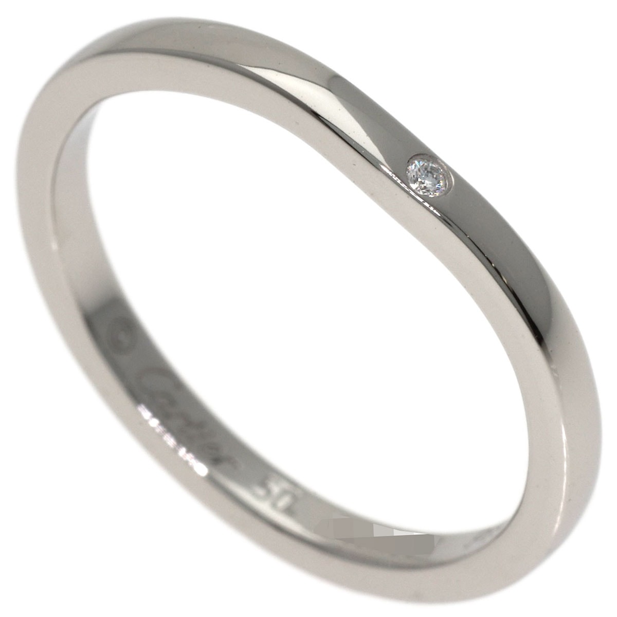 CARTIER カルティエ バレリーナ ウェディングバンド 3P ダイヤモンド #50 リング・指輪 PT950 レディース [中古]
