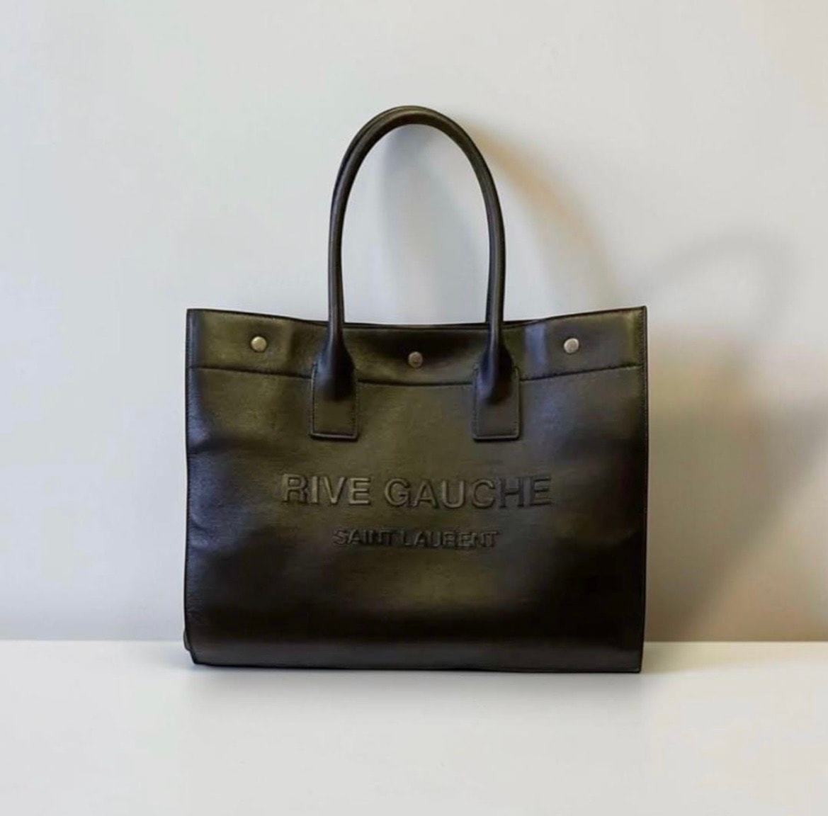 SAINT LAURENT Rive Gauche Small Tote Bag In Smooth Leather "Black"