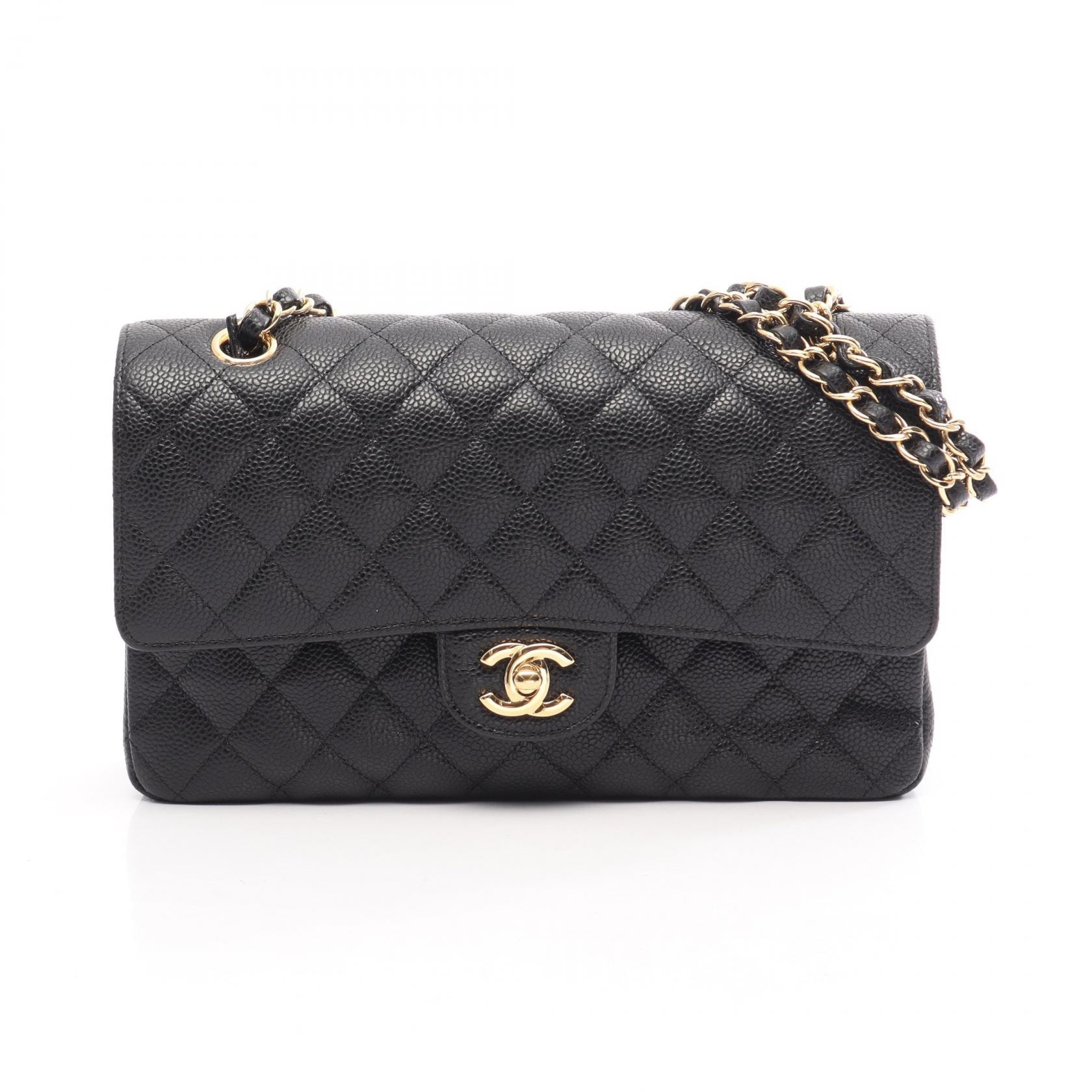 シャネル CHANEL マトラッセ Wフラップ ショルダーバッグ バッグ キャビアスキン(グレインドカーフ) レディース ブラック系 【中古】
