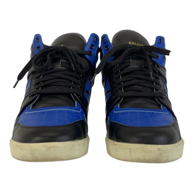 CELINE セリーヌ サイズ43 ブルー ブラック 黒 レザー スニーカー ハイカット 600923 【中古】