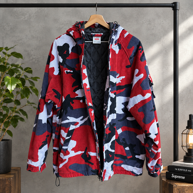 Supreme x Nike Arc Corduroy Hooded Jacket "Red Camo"