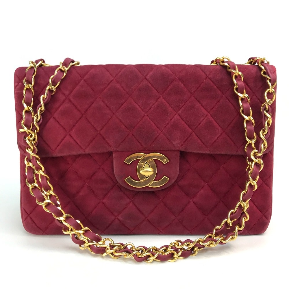 シャネル CHANEL デカマトラッセ 34 CC ココマーク カバン Wチェーン ショルダーバッグ スエード ボルドー