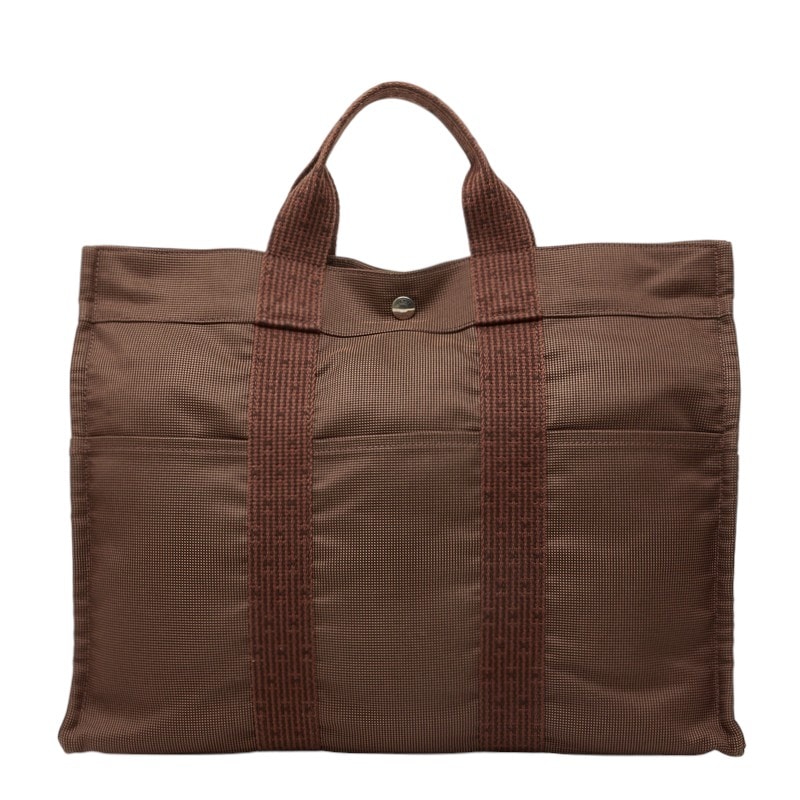 HERMES Her Line Canvas Tote Bag "Brown"