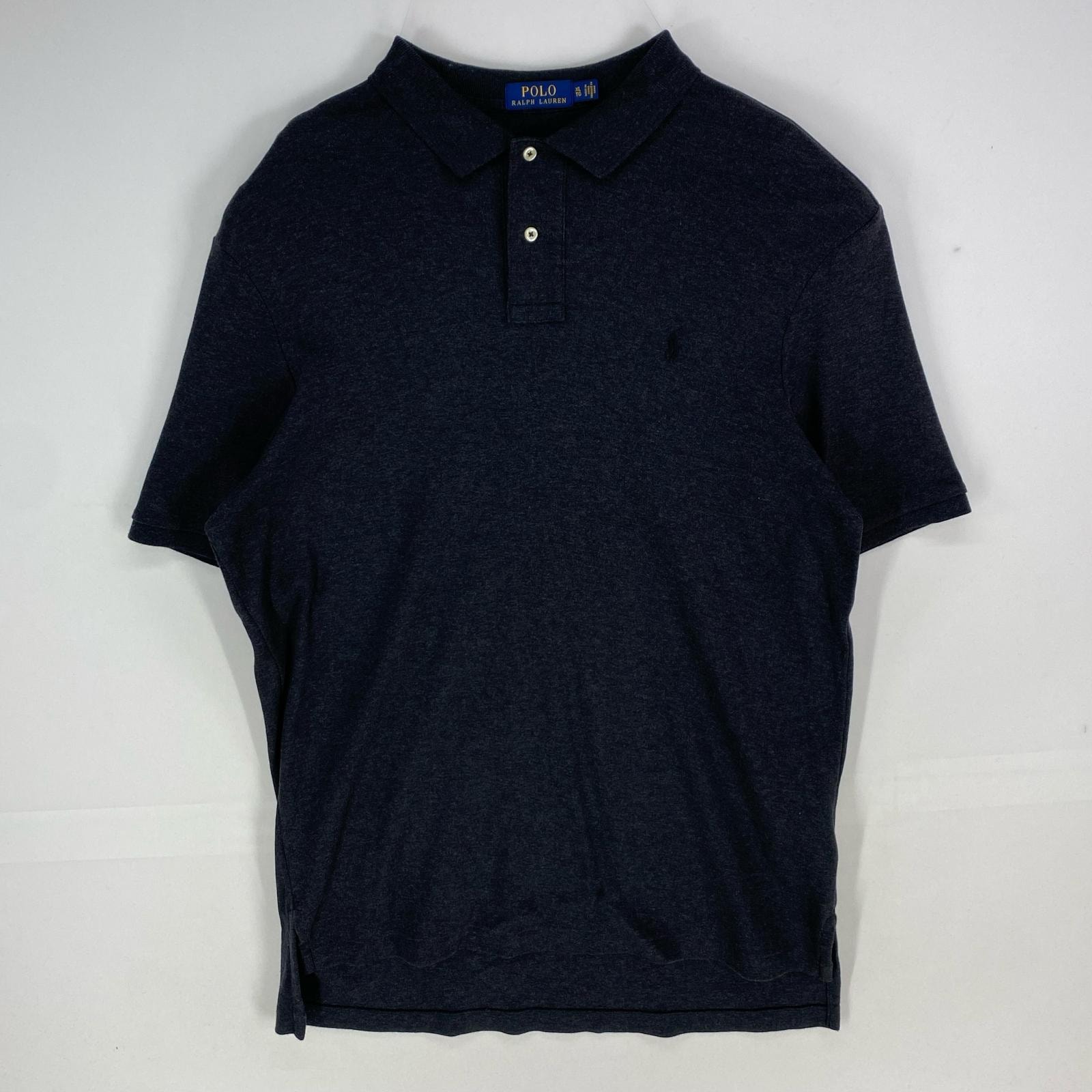 古着 ポロ・ラルフローレン POLO RALPH LAUREN 半袖シャツ ワンポイント ロゴ刺繍 ポロシャツ XL  ブラック系 メンズ