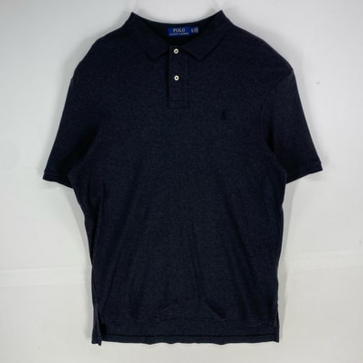 古着 ポロ・ラルフローレン POLO RALPH LAUREN 半袖シャツ ワンポイント ロゴ刺繍 ポロシャツ XL ブラック系 メンズ