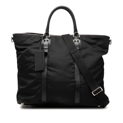 プラダ 三角ロゴプレート ハンドバッグ ショルダーバッグ 2WAY ブラック ナイロン レザー レディース PRADA 【中古】