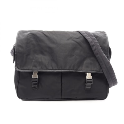 プラダ PRADA メッセンジャーバッグ ショルダーバッグ バッグ ナイロン サフィアーノレザー メンズ ブラック系 V165X 【中古】