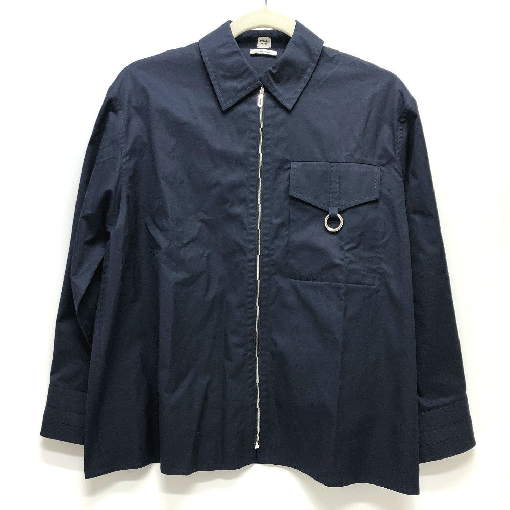 エルメス HERMES ジップアップ 23SS セリエボタン アパレル カットソー 長袖シャツ コットン ネイビー 新品同様