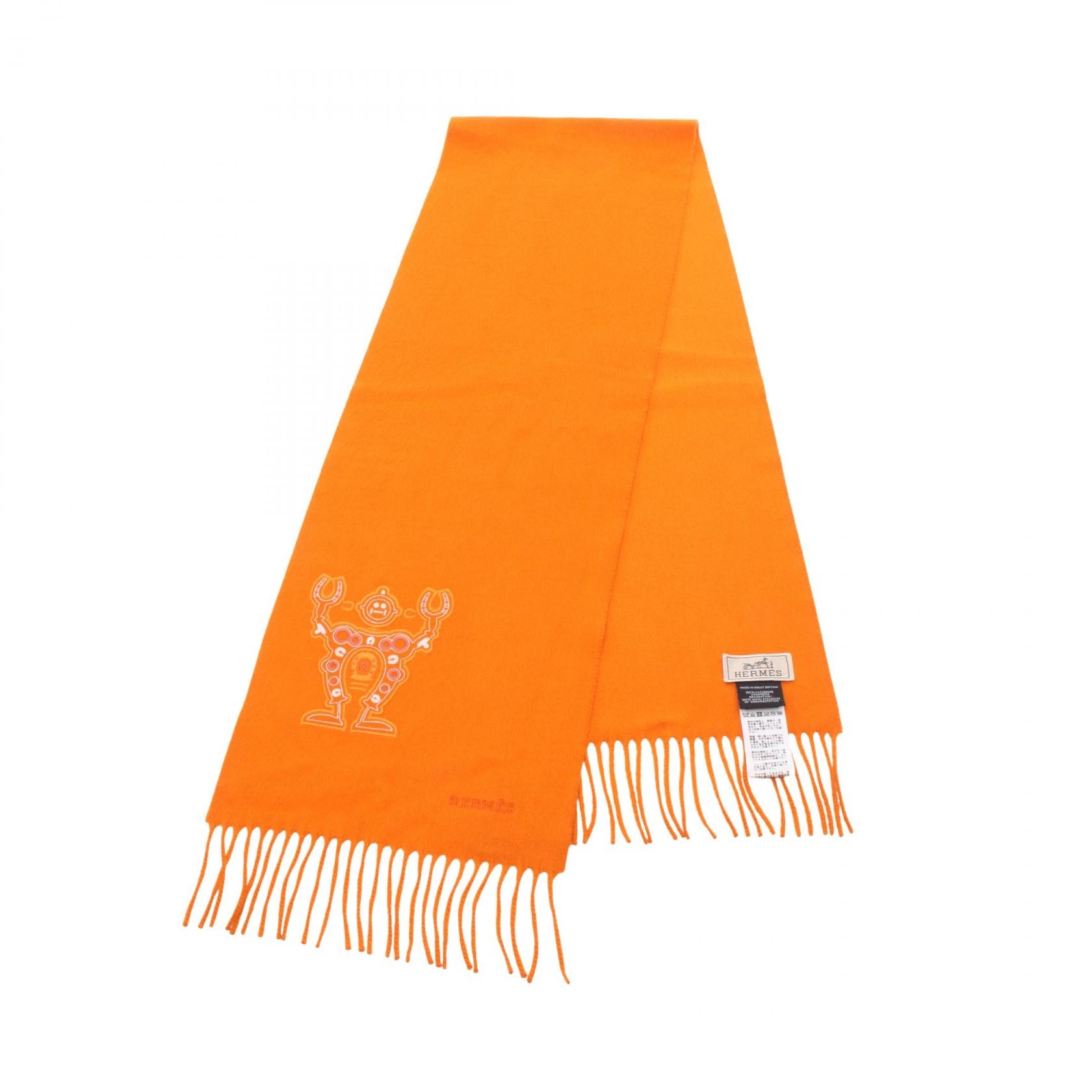 エルメス HERMES ハローミスターファリエール マフラー 衣料品 カシミヤ オレンジ レディース オレンジ系 【中古】