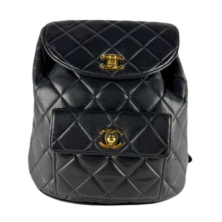 シャネル CHANEL リュック ラムスキン ブラック ゴールド レディース【中古】 z8712