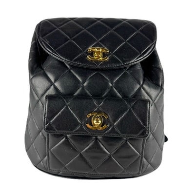 シャネル CHANEL リュック ラムスキン ブラック ゴールド レディース【中古】 z8712