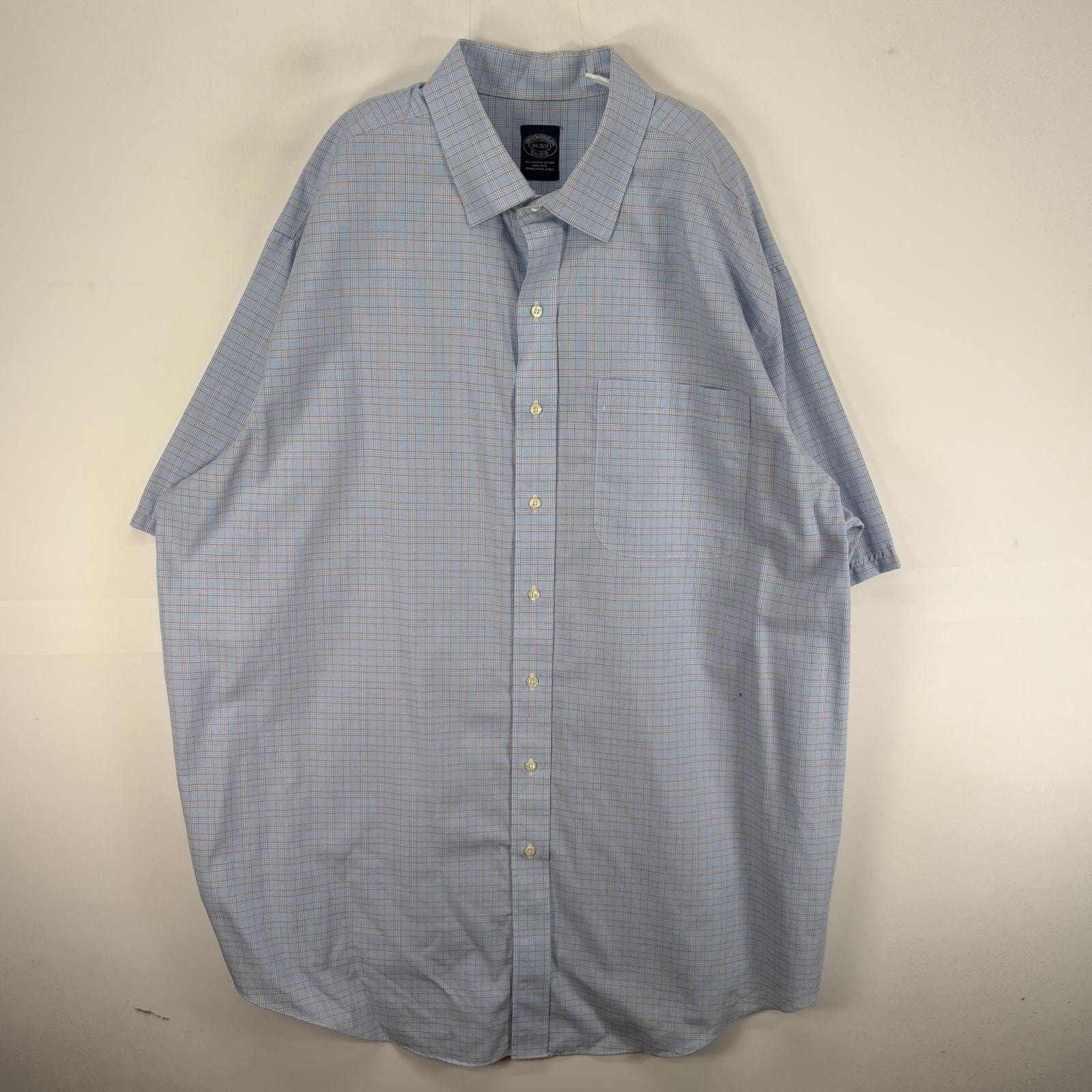古着 ブルックスブラザーズ Brooks Brothers 半袖シャツ 胸ポケ 2XL ブルー系 チェック メンズ