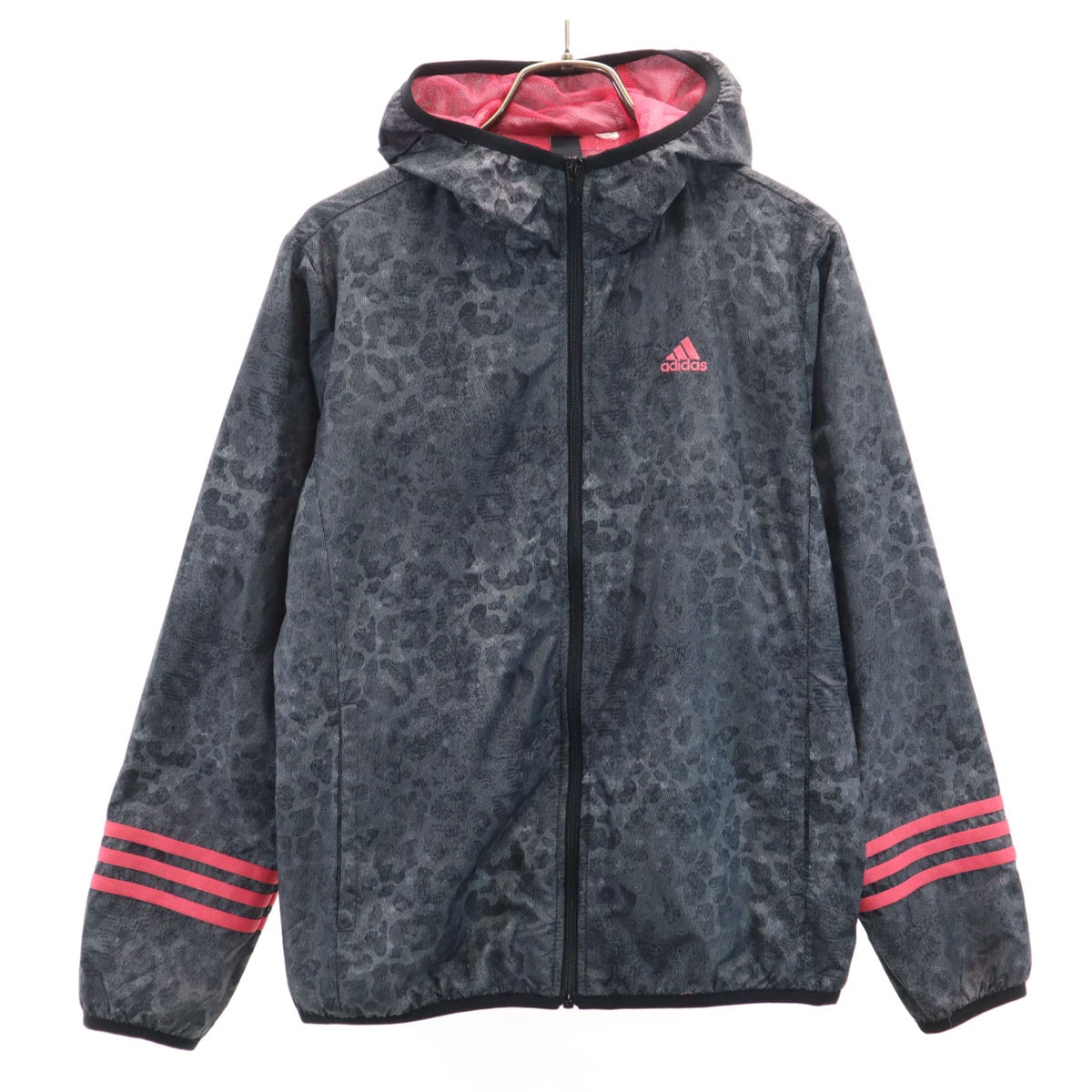 adidas アディダス レオパード ウインドブレーカー チャコールグレー ジャケット 裏メッシュ ヒョウ柄