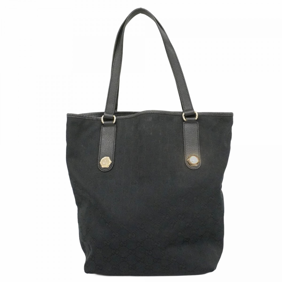 【6dd4411-k】グッチ トートバッグ GGキャンバス 153009 キャンバス ブラック シャンパンゴールド金具【中古】レディース