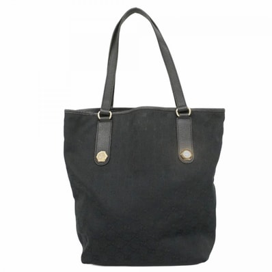 【6dd4411-k】グッチ トートバッグ GGキャンバス 153009 キャンバス ブラック シャンパンゴールド金具【中古】レディース