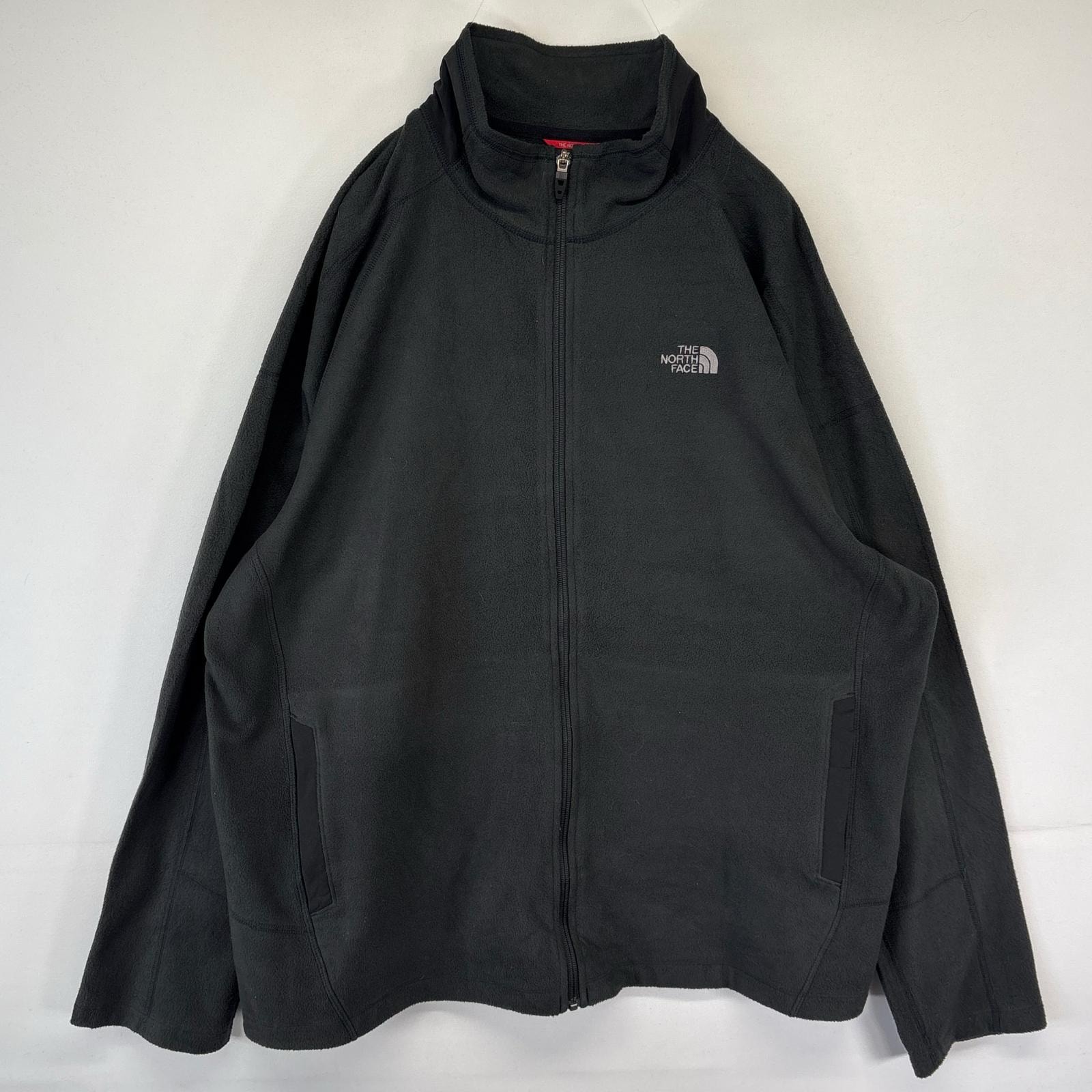 古着 ザ・ノースフェイス THE NORTH FACE フルジップフリースジャケット ワンポイントロゴ アウトドア 大きいサイズ 2XL ブラック系 メンズ