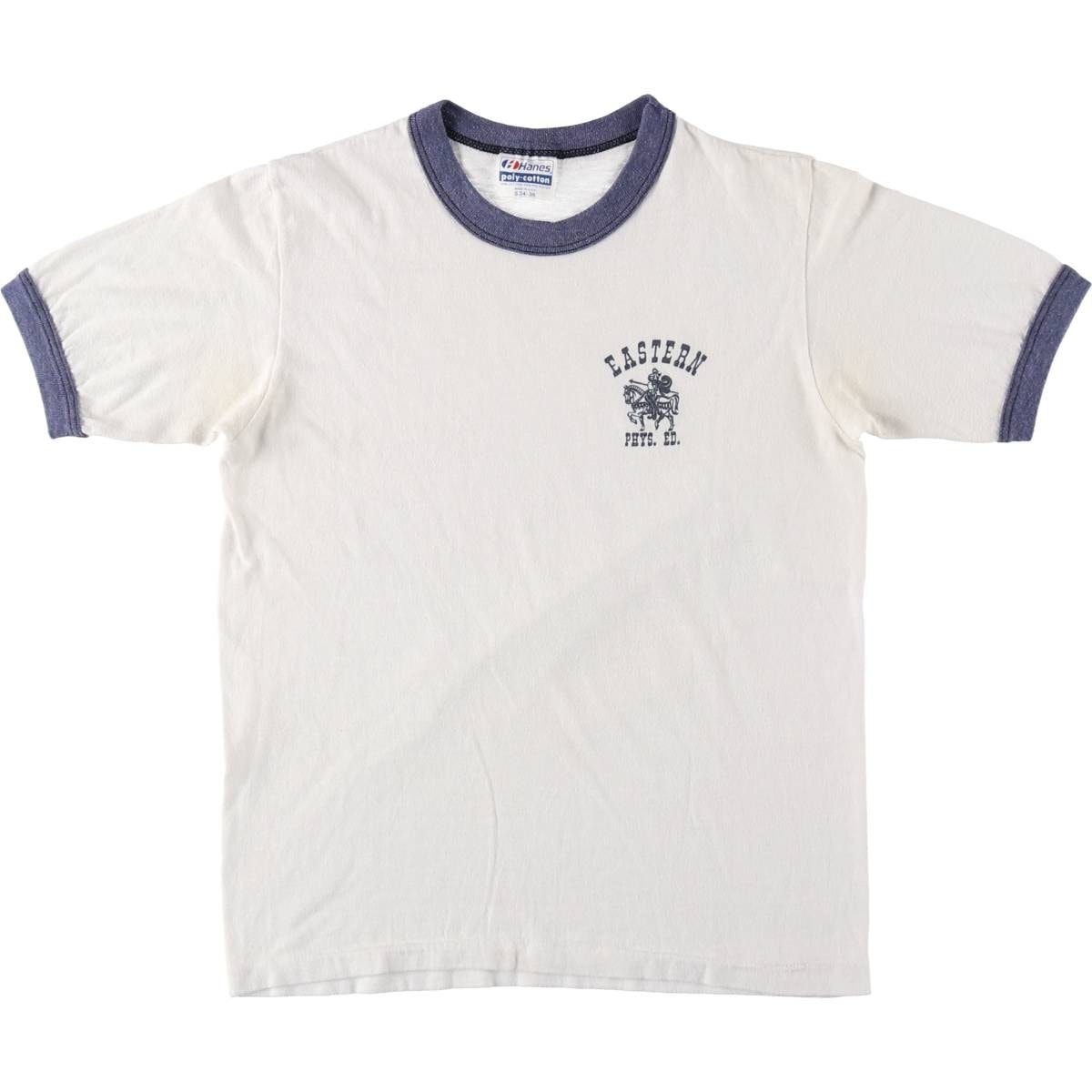古着 80年代 ヘインズ Hanes POLY-COTTON 青タグ リンガーTシャツ USA製 レディースS相当 ヴィンテージ/eaa627971