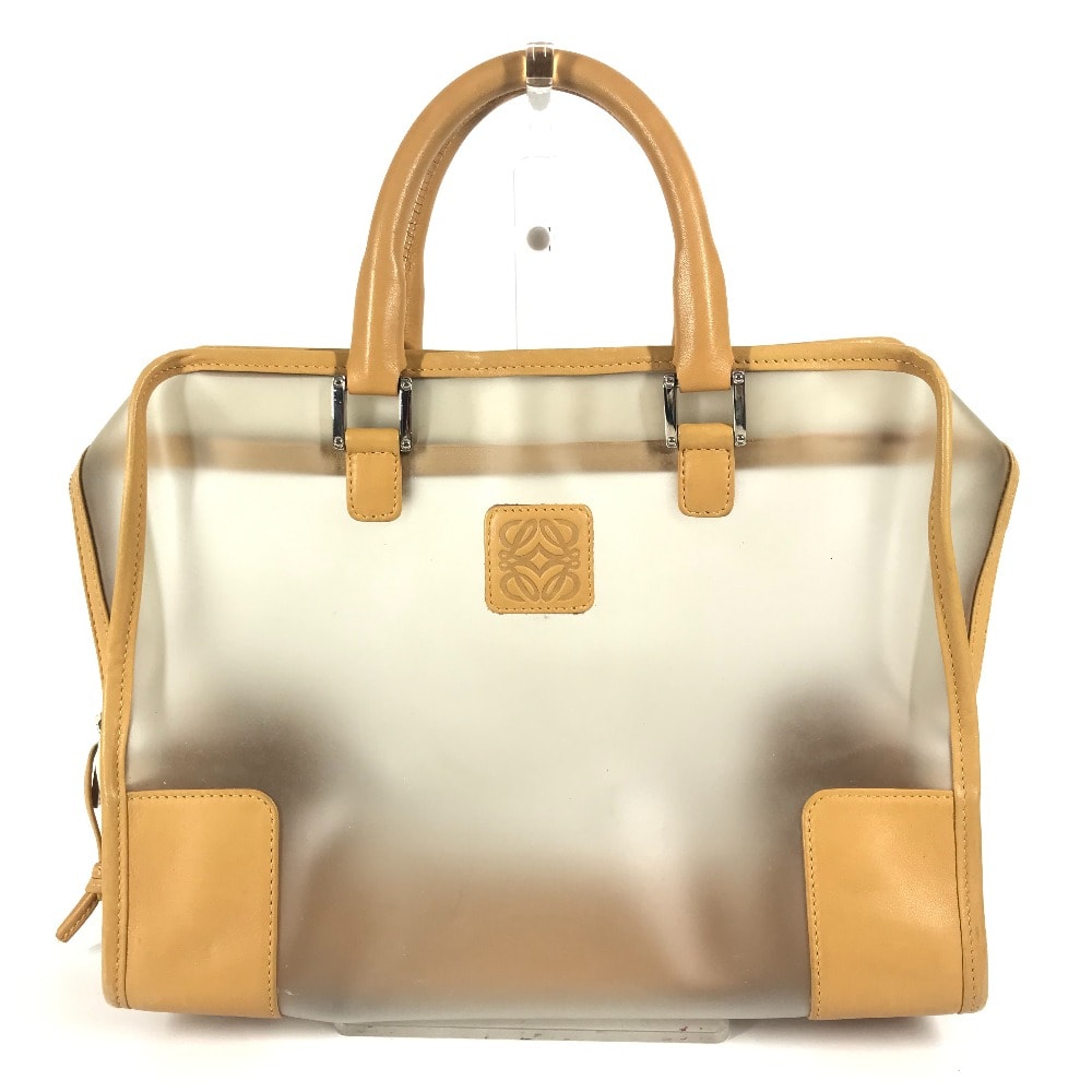 ロエベ LOEWE 160周年限定 ミニボストンバッグ カバン アマソナ ロゴ ハンドバッグ ビニール/レザー ベージュ