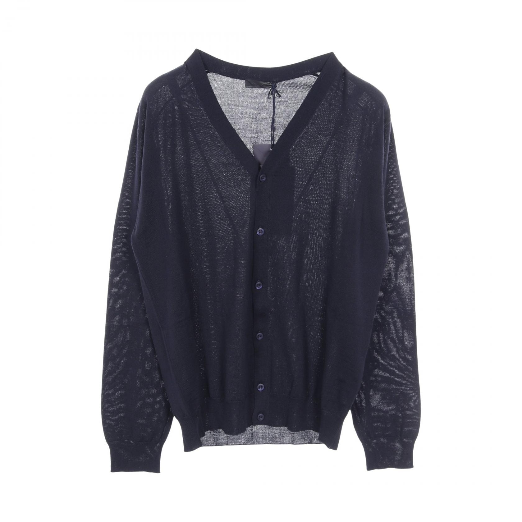 プラダ PRADA カーディガン 衣料品 トップス ウール メンズ ネイビー系 【中古】