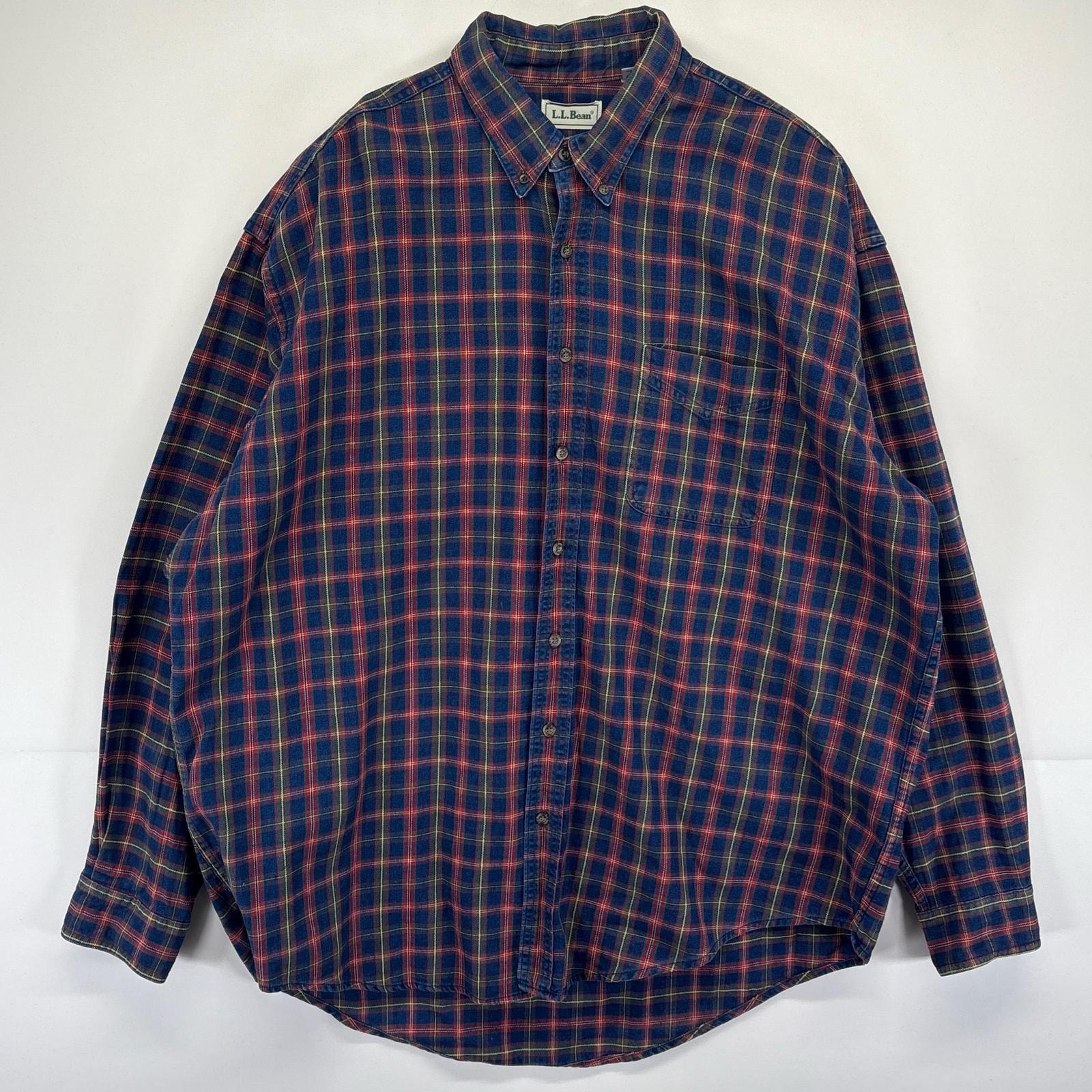 古着 90's/90年代 エルエルビーン L.L.Bean 長袖シャツ チェック 大きいサイズ 胸ポケット 厚手 14041 マルチカラー メンズ
