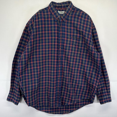古着 90's/90年代 エルエルビーン L.L.Bean 長袖シャツ チェック 大きいサイズ 胸ポケット 厚手 14041 マルチカラー メンズ