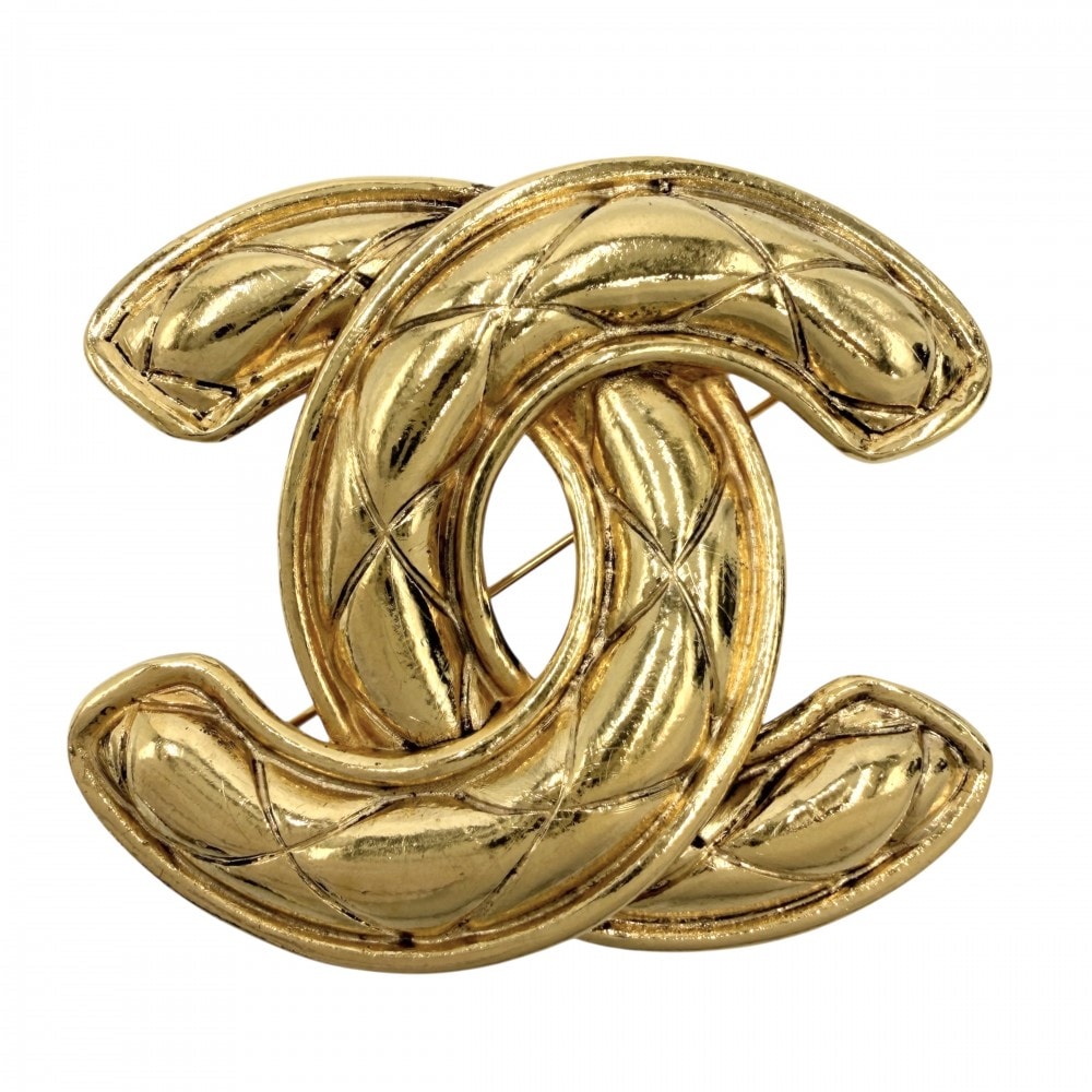 CHANEL シャネル ブローチ マトラッセ ココマーク アクセサリー ヴィンテージ GP ゴールド レディース 約34.2g【中古品】