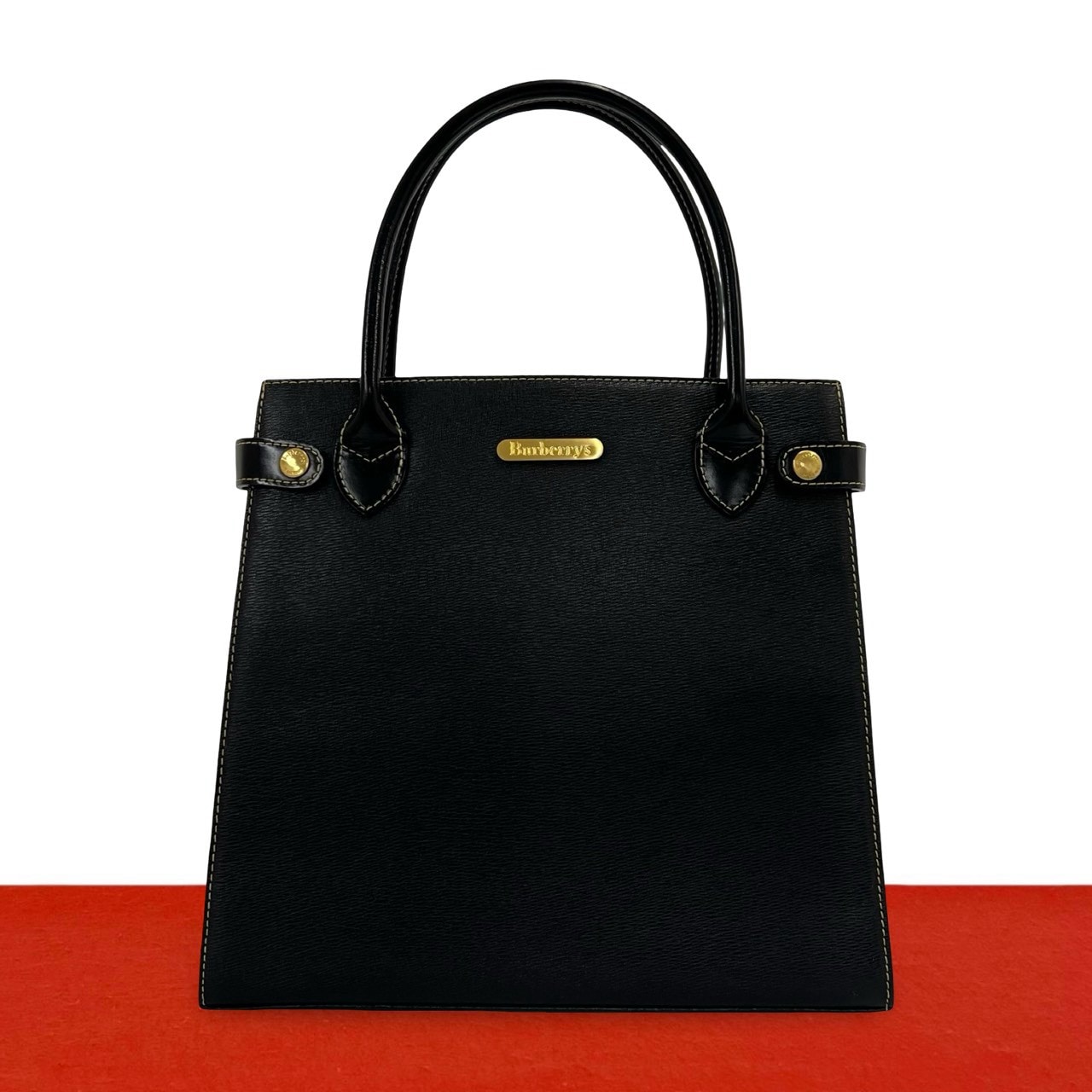 BURBERRY バーバリー ロゴ 金具 ノバチェック 柄 レザー ハンドバッグ ブラック
21492