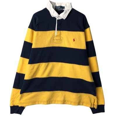 古着 ラルフローレン Ralph Lauren POLO by Ralph Lauren ボーダー柄 長袖 ラガーシャツ メンズL相当/eaa601398
