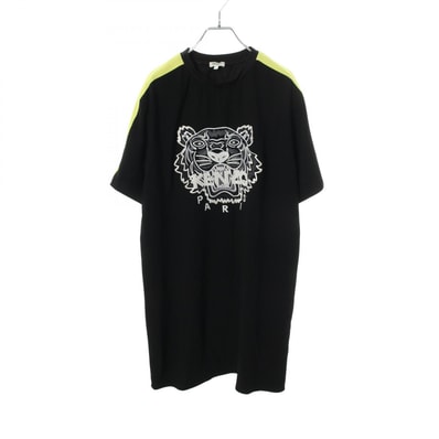 ケンゾー KENZO タイガー 刺繍 半袖 ワンピース 衣料品 トップス トリアセテート レディース ブラック系 / イエロー系 F952RO0645AC 【中古】