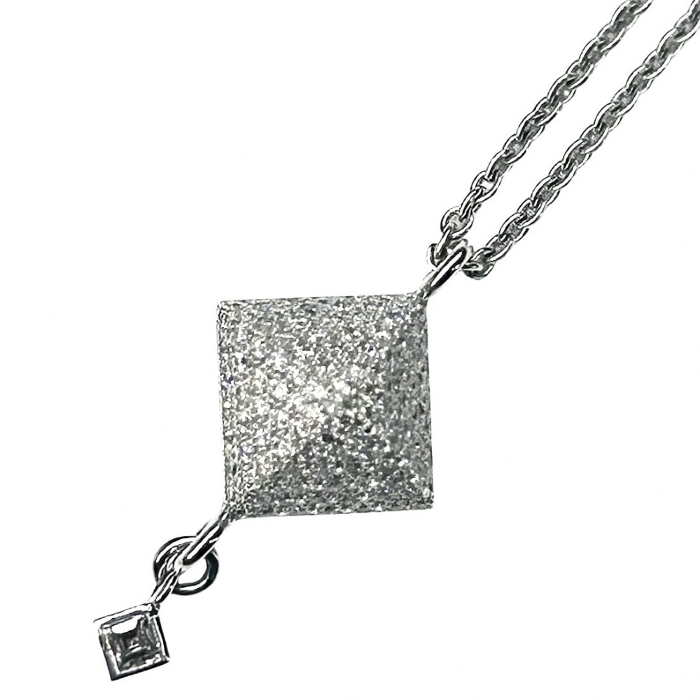 HERMES エルメス ネックレス メドール ペンダント ジュエリー アジャスター付き アクセサリー 18金 750WG K18ホワイトゴールド ダイヤモンド0.35ct レディース 約5.0g【中古品】
