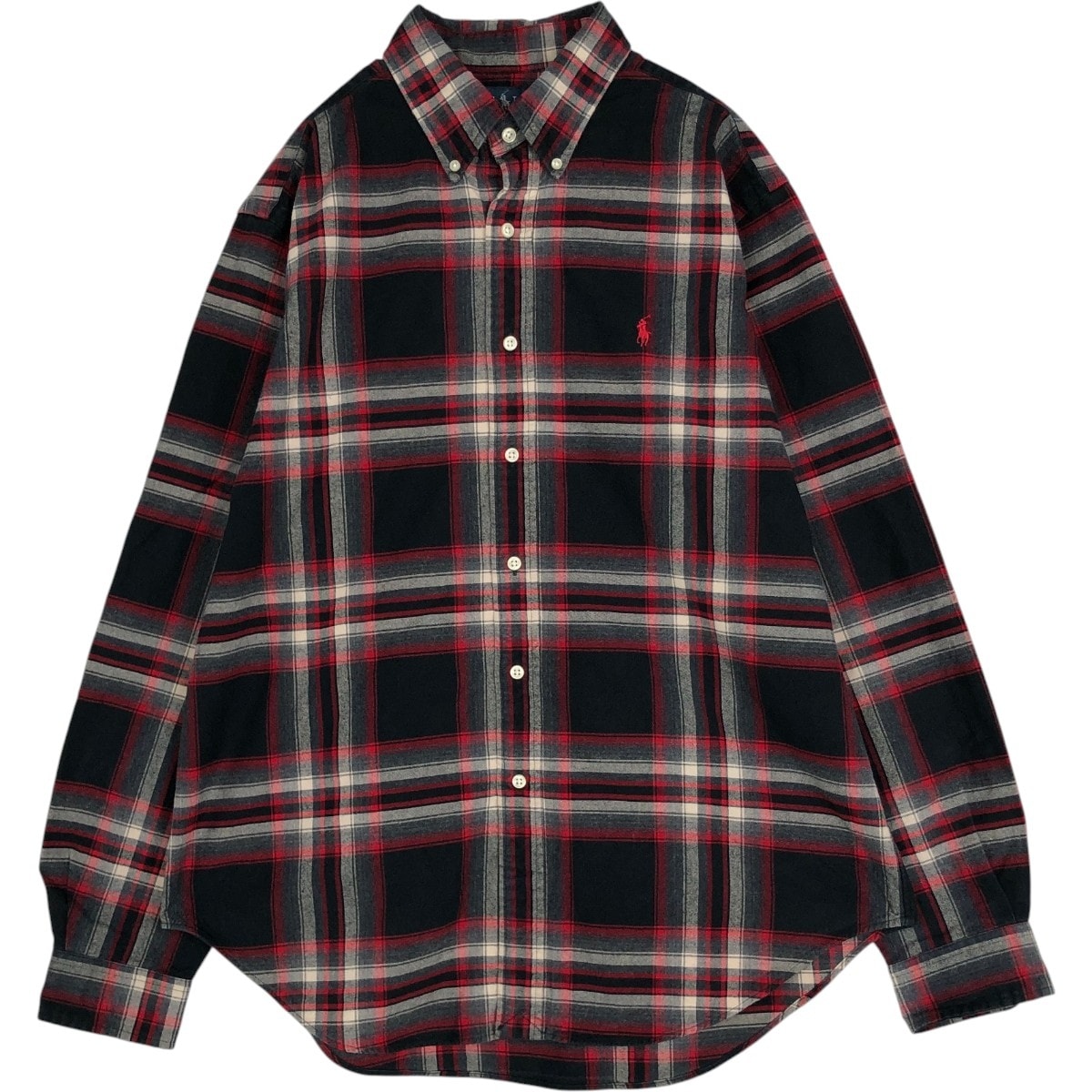 古着 ラルフローレン Ralph Lauren CLASSIC FIT クラシックフィット 長袖 ボタンダウン フランネルチェックシャツ メンズL相当/eaa677101