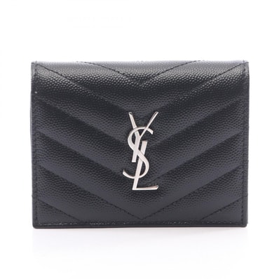 サンローランパリ SAINT LAURENT PARIS モノグラム 二つ折り財布 財布 レザー レディース ブラック系 668290BOWA21000 【新品】