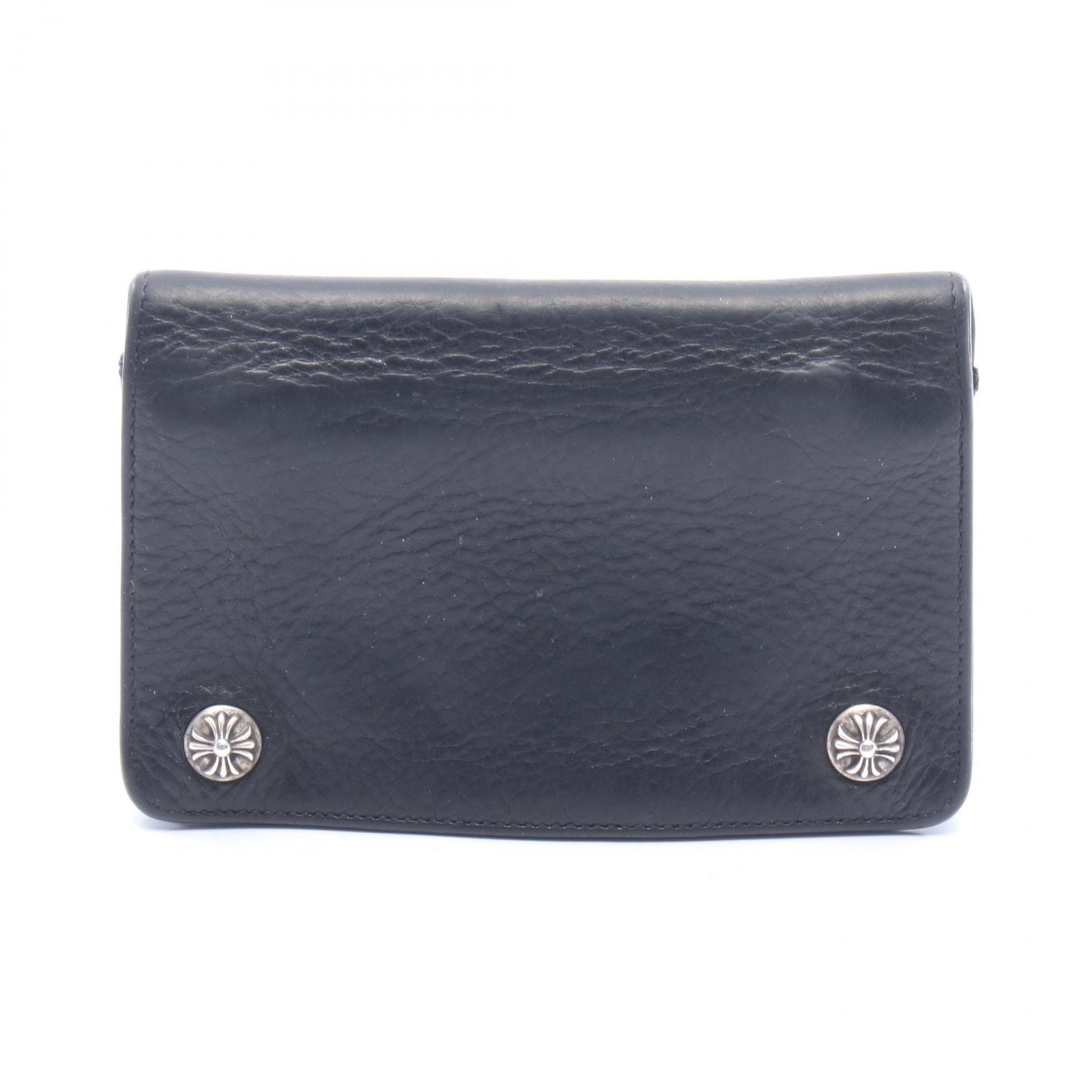 Chrome Hearts 2ZIP Cross Ball Button Leather Wallet "Black"