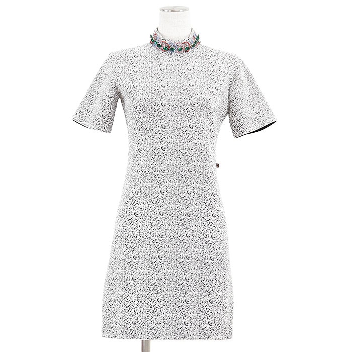 ルイ・ヴィトン ジュエリービジュー モザイク柄 ストレッチ ワンピース レディース モノトーン S LOUIS VUITTON