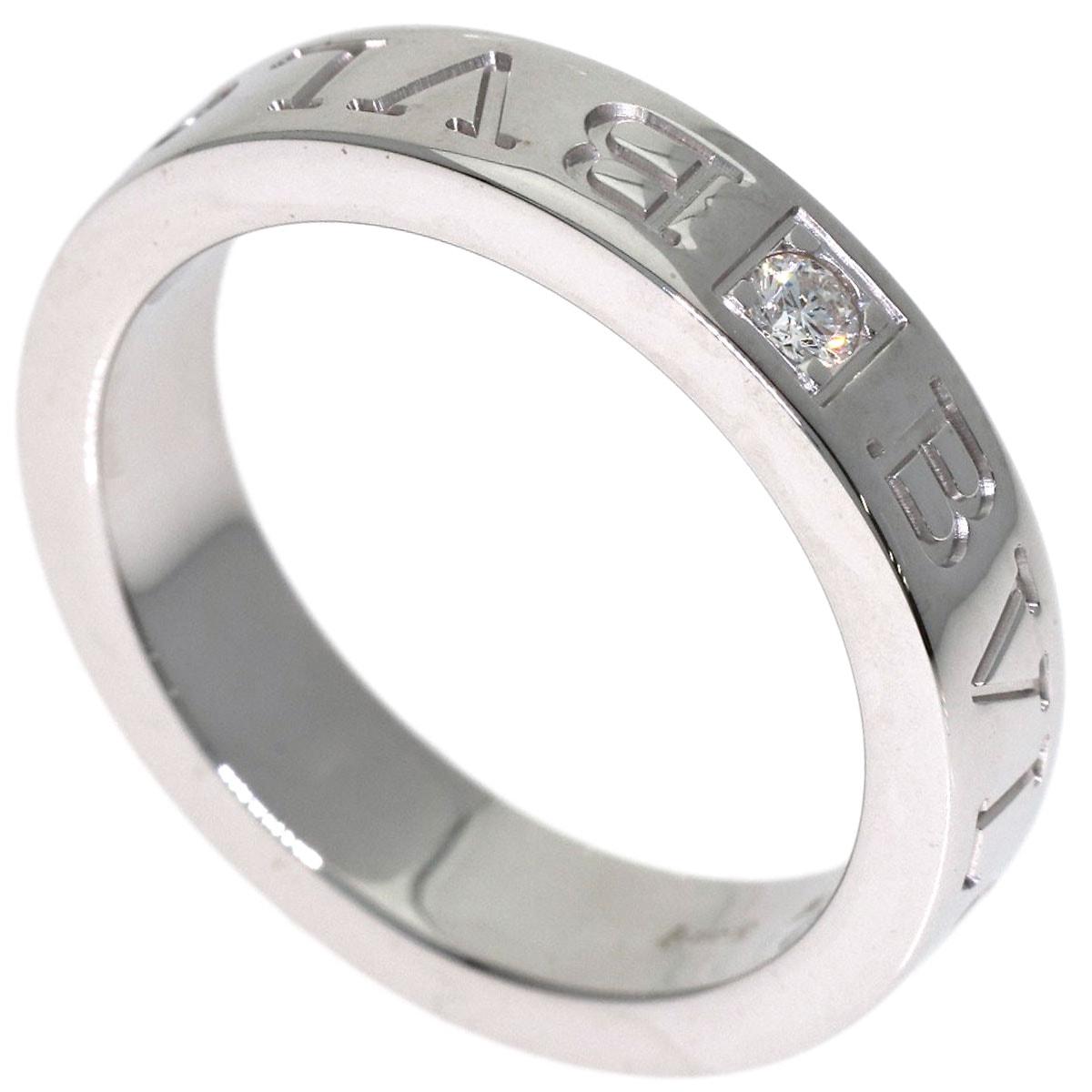 BVLGARI ブルガリ ダブルロゴ 1P ダイヤモンド リング・指輪 K18WG レディース [中古]