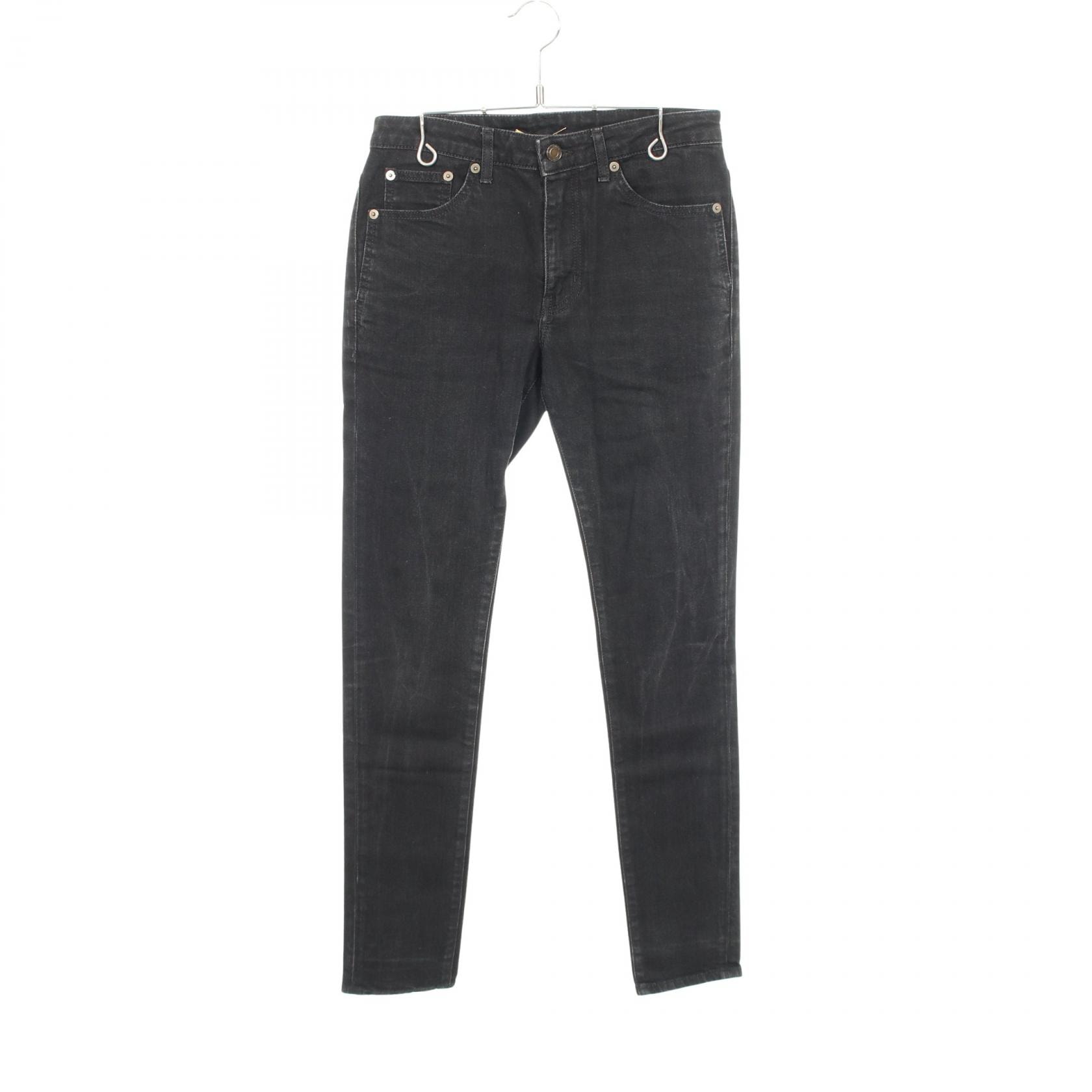 サンローランパリ SAINT LAURENT PARIS スリム デニムパンツ 衣料品 ボトムス コットン レディース ブラック系 【中古】