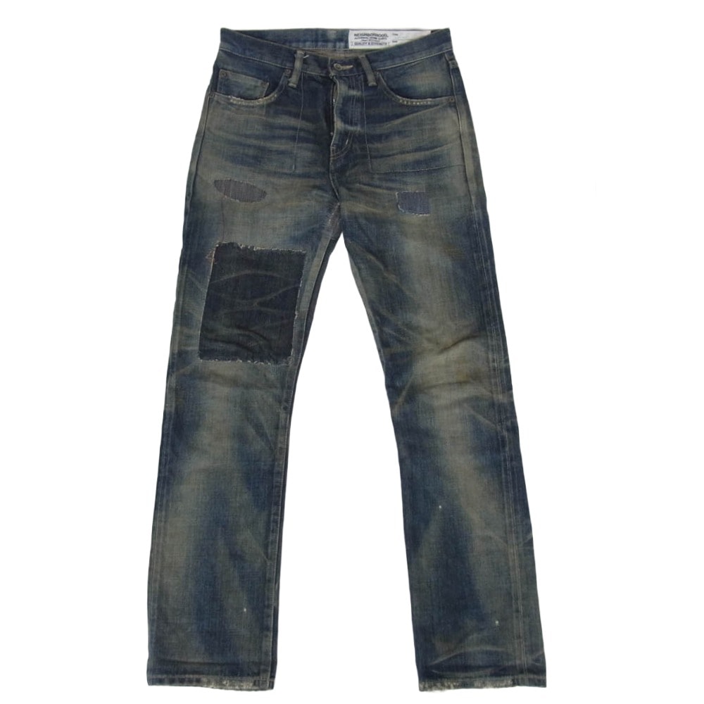 NEIGHBORHOOD ネイバーフッド 15AW 152DCNH-PTM21 QUIET. SAVAGE. DP MID 14OZ-PT ダメージ加工 クワイエット サベージ ミッド デニム パンツ インディゴブルー系 S【中古】