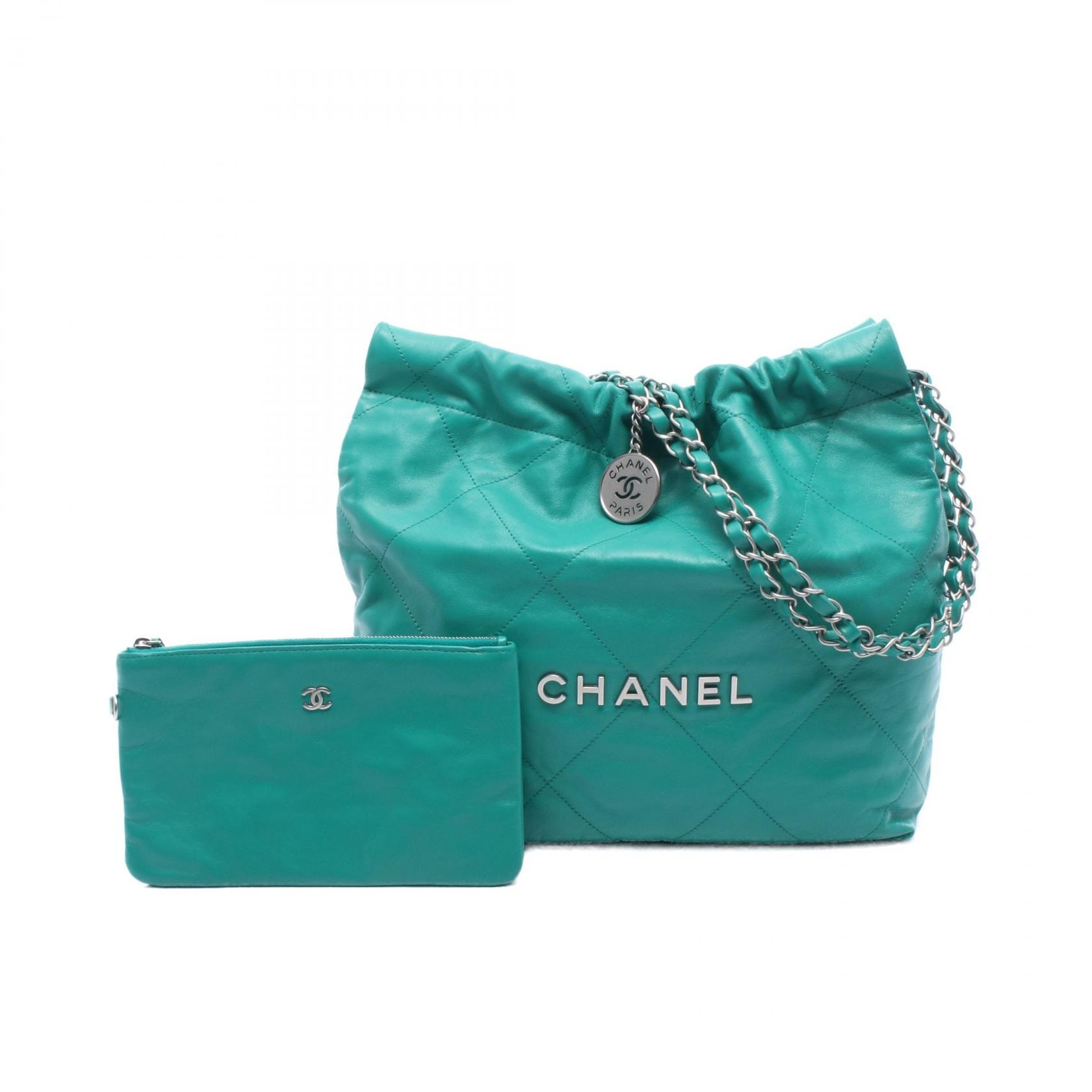 シャネル CHANEL マトラッセ シャネル22 スモール ショルダーバッグ バッグ レザー レディース グリーン系 AS3260 【中古】