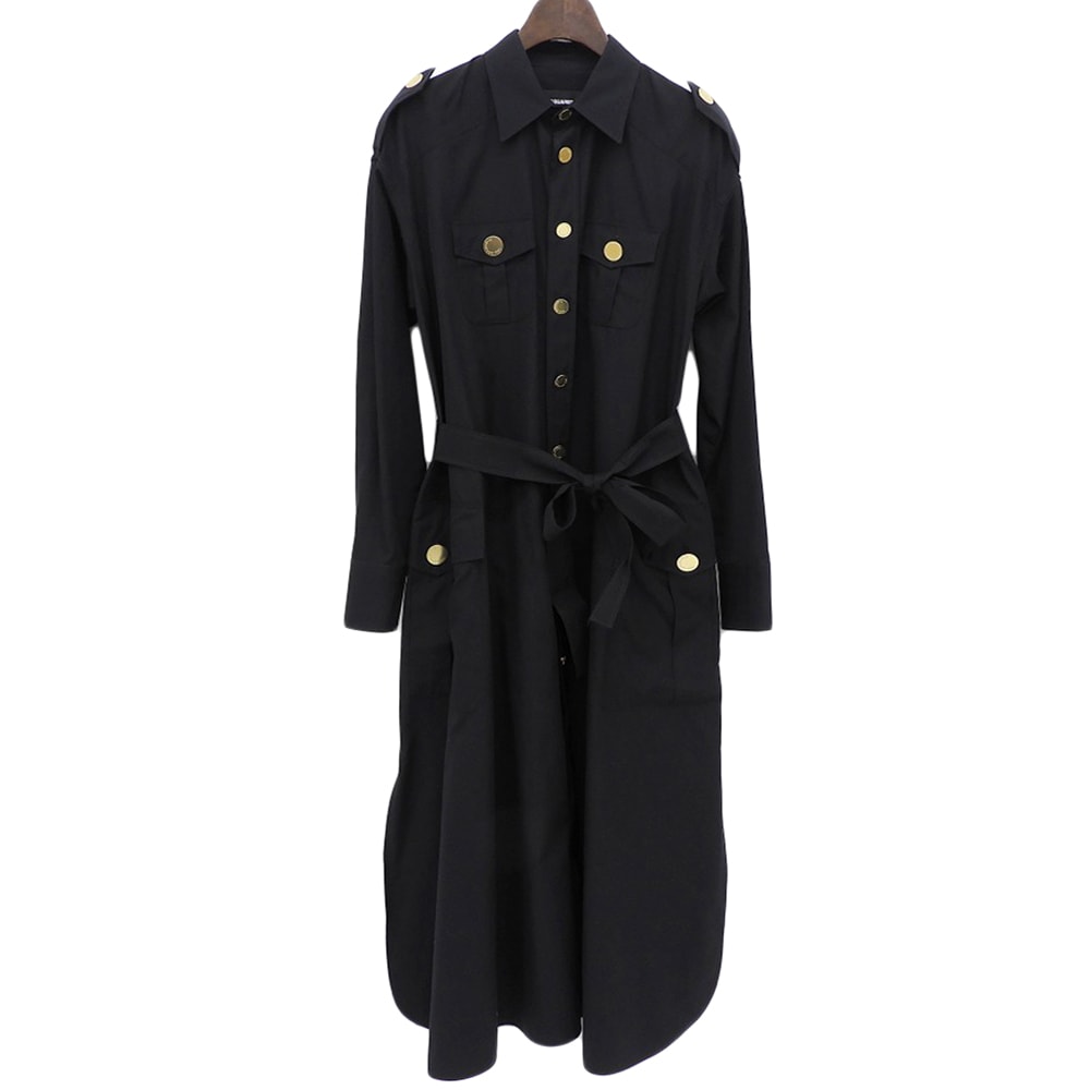 ディースクエアード ロングスリーブ シャツ ワンピース ベルト付き レディース ブラック 36 22年製 S75CV0526 36