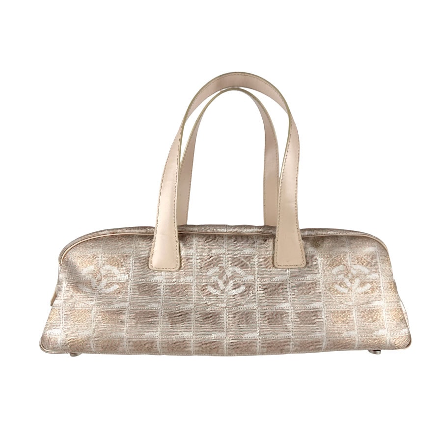 シャネル CHANEL ハンドバッグ ニュートラベルライン ナイロンキャンバス/レザー メタリックベージュ レディース【中古】 z7639
