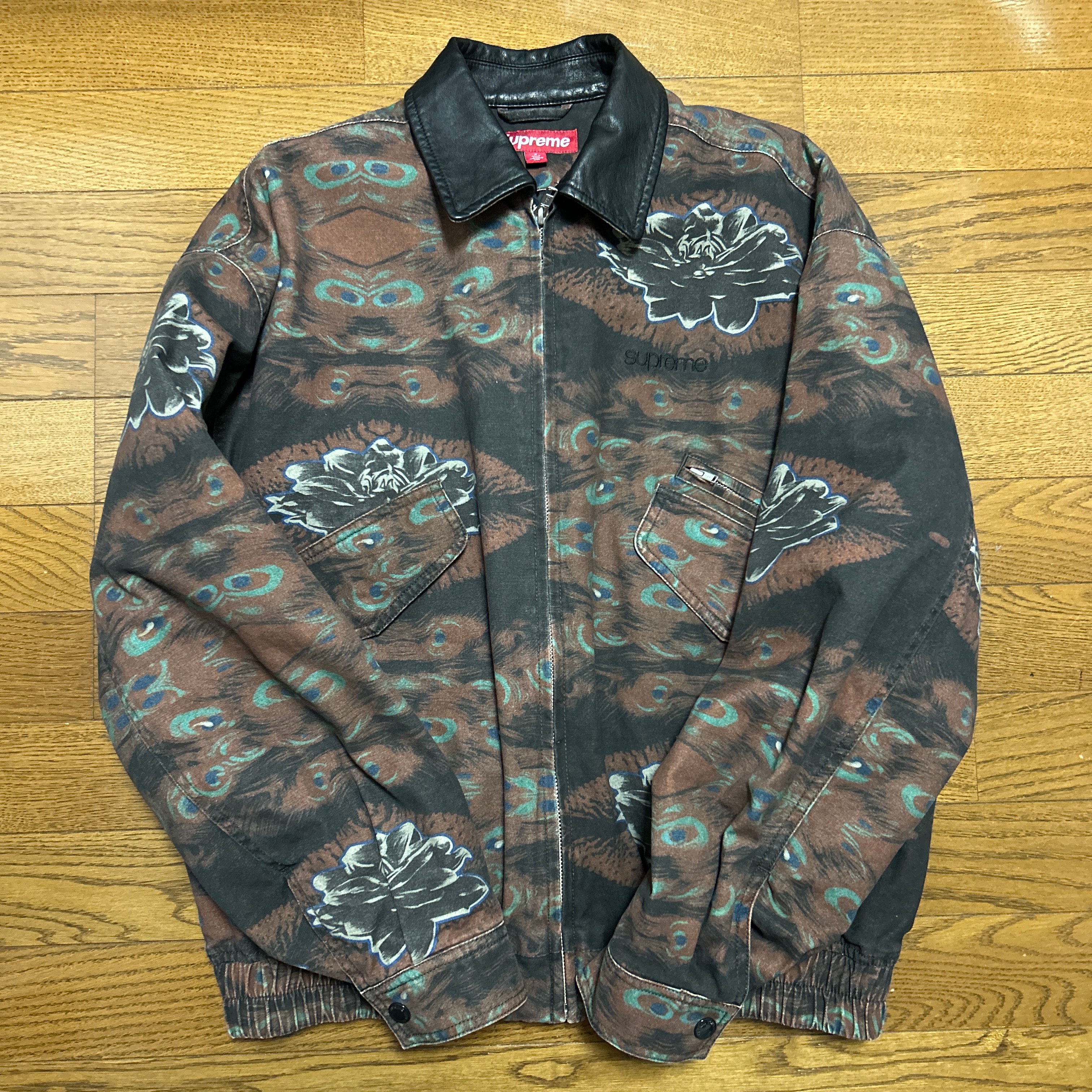 Supreme Leather Collar Utility Jacket "Peacock"