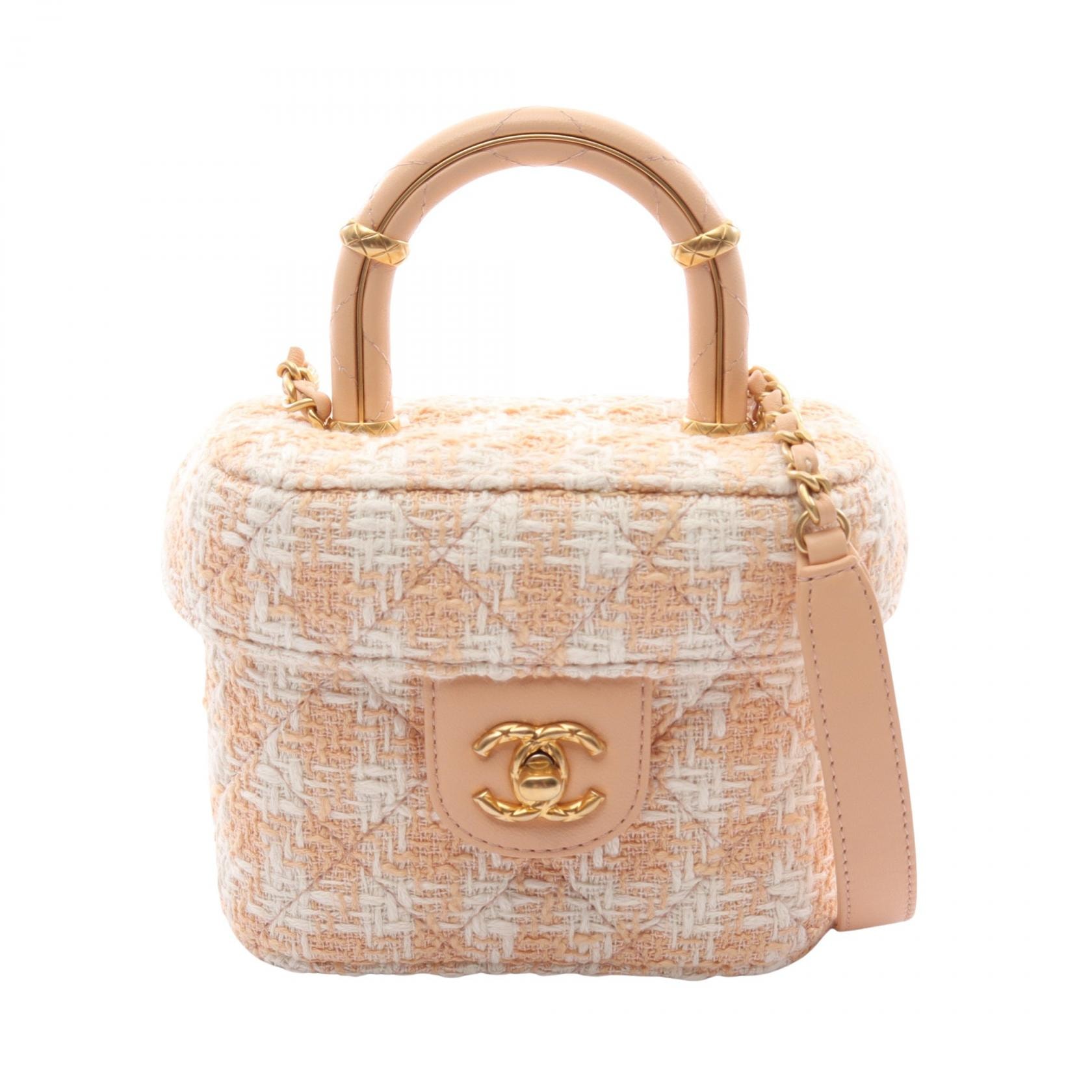 シャネル CHANEL マトラッセ バニティ 2WAY ショルダーバッグ バッグ ファブリック レザー レディース ベージュ系 / ホワイト系 AS3973 【中古】