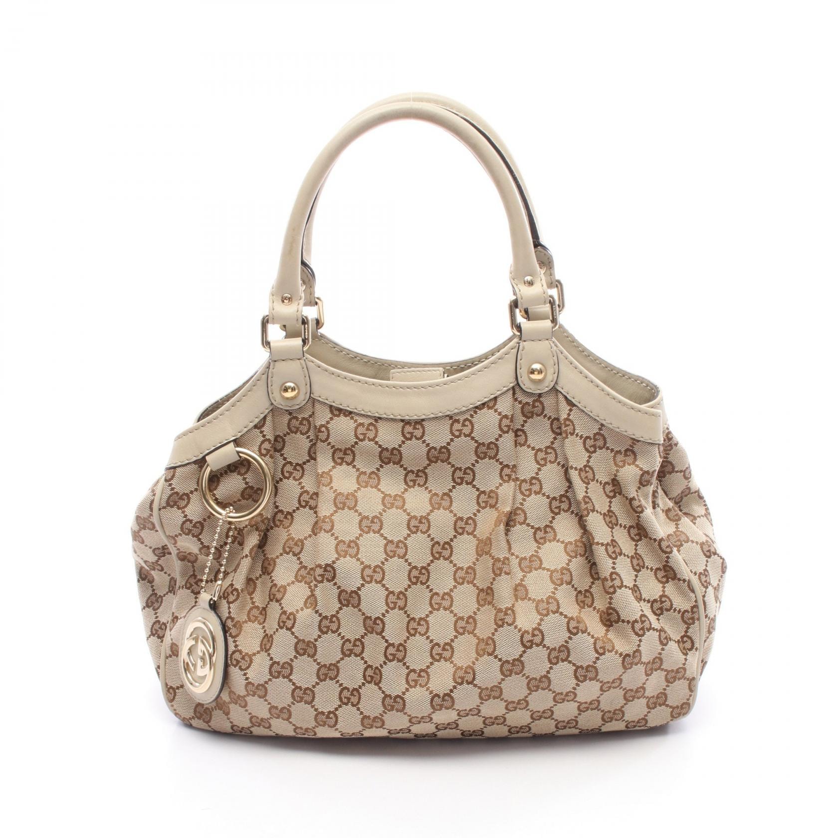 グッチ GUCCI スーキー GGキャンバス ハンドバッグ バッグ キャンバス レザー レディース ベージュ系 / アイボリー系 211944 【中古】