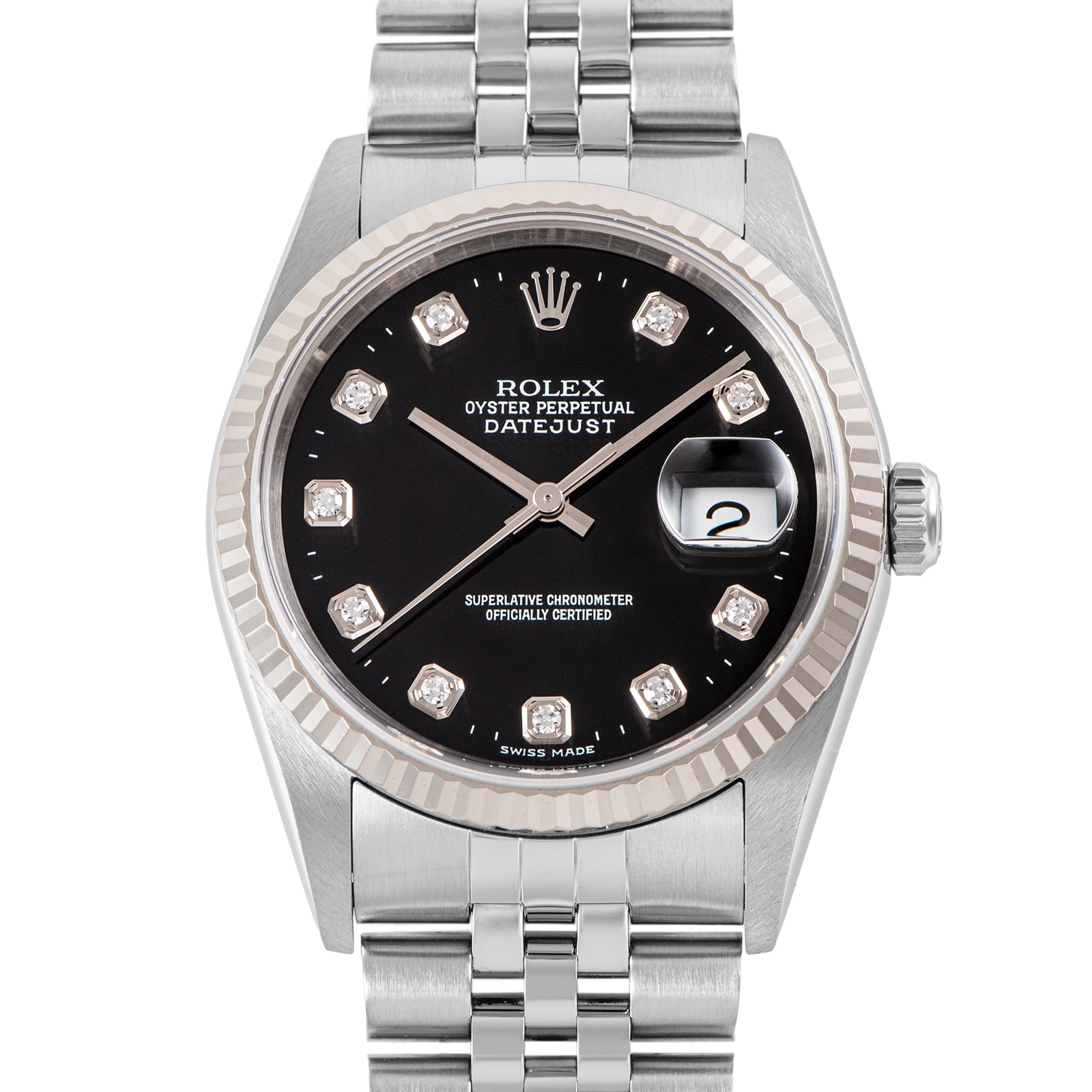 ROLEX ロレックス 16234G Y番 ブラック10Pダイヤ SS/WG【中古】