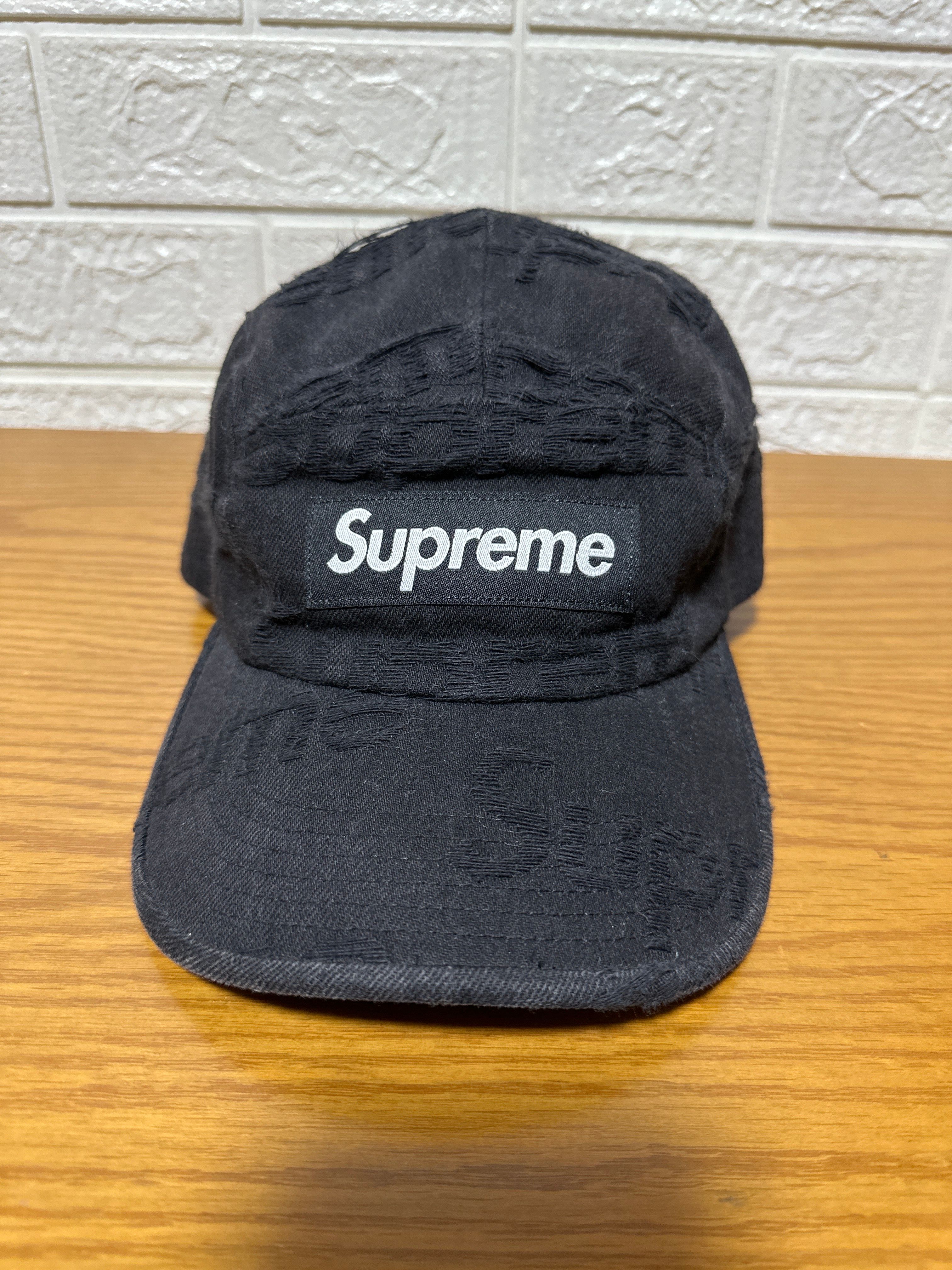 Supreme Frayed Logos Denim Camp Cap "Black"