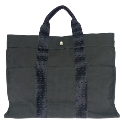 HERMES エルメス エールライン MM グレー シルバー金具 キャンバス トートバッグ 男女兼用 600832 【中古】